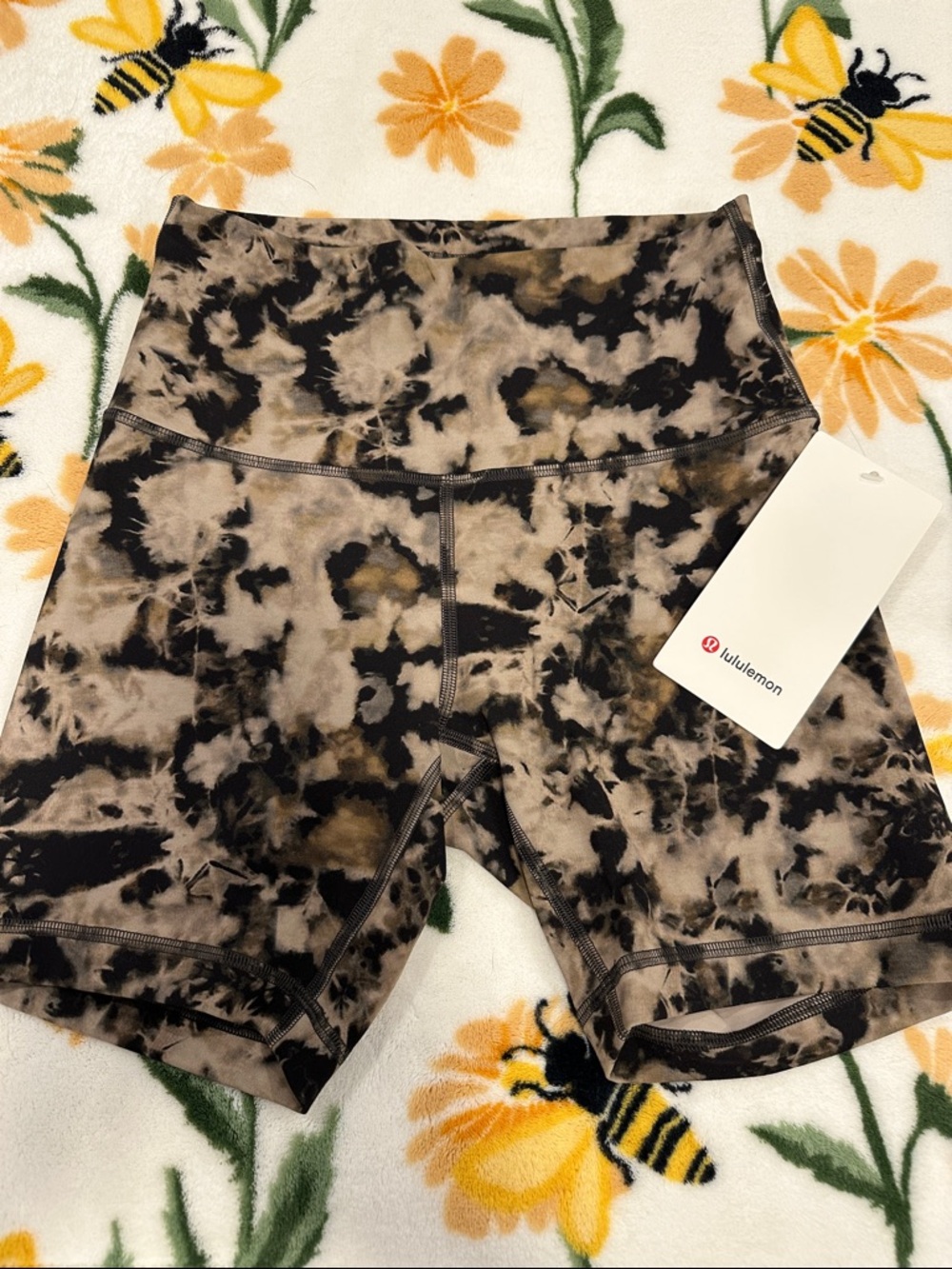 lululemon athletica Tie-Dye Black and Taupe High-Rise Bike Shorts